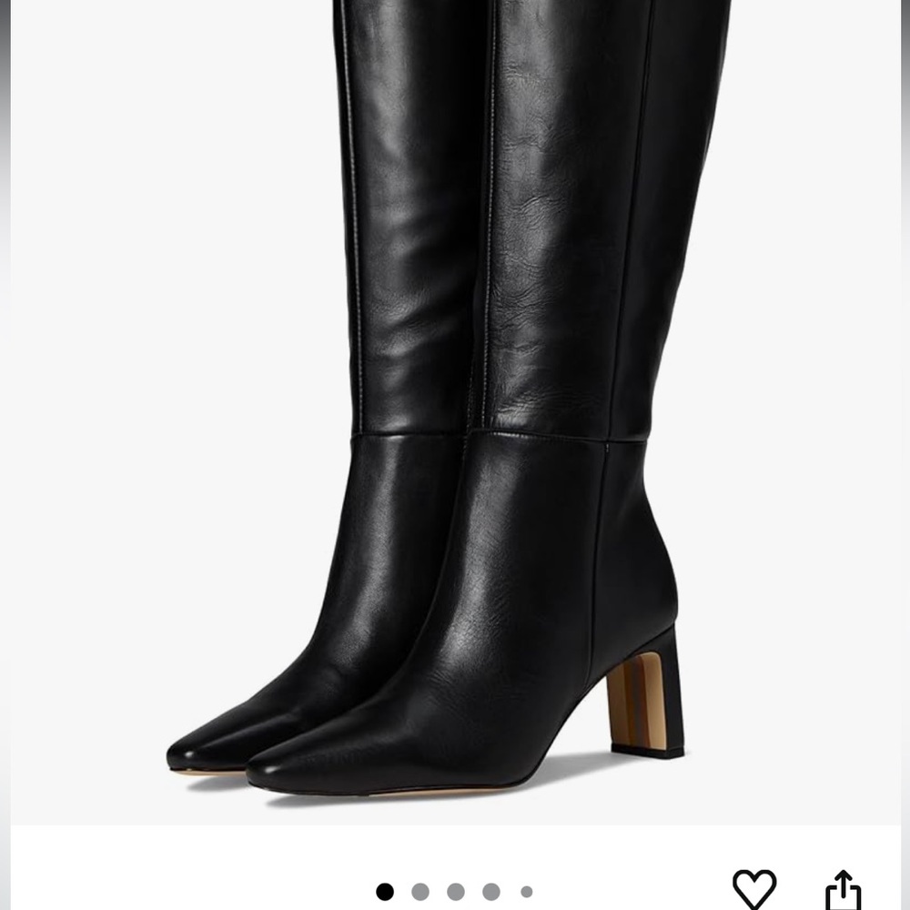 Sam Edelman Black Leather Wide Calf Heeled Boots